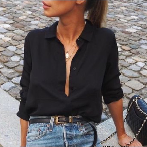 𝐇𝐎𝐓🔥 oversized black buttonup shirt minimalist - Picture 6 of 6